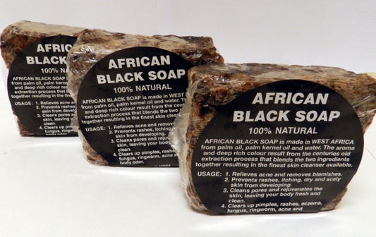 African Raw Black Soap bar and African liquid black soap